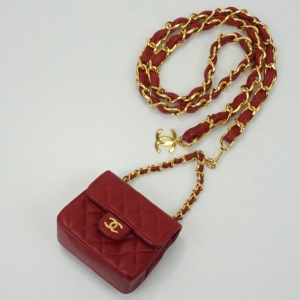 1240002038383 7 Chanel Mini Matelasse Waist Bag Red