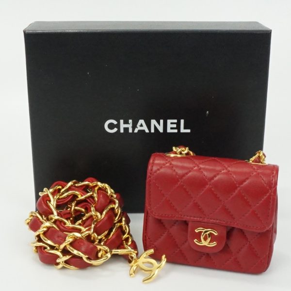 1240002038383 8 Chanel Mini Matelasse Waist Bag Red