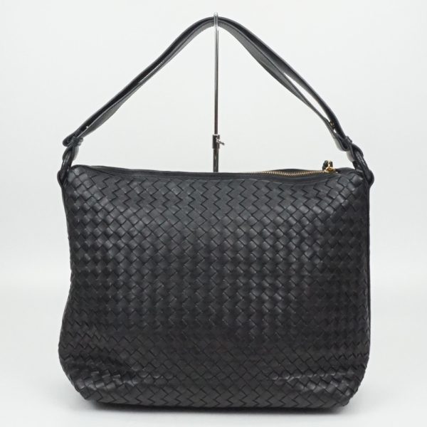 1240002044048 2 Bottega Veneta Intrecciato Shoulder Bag Black Handbag