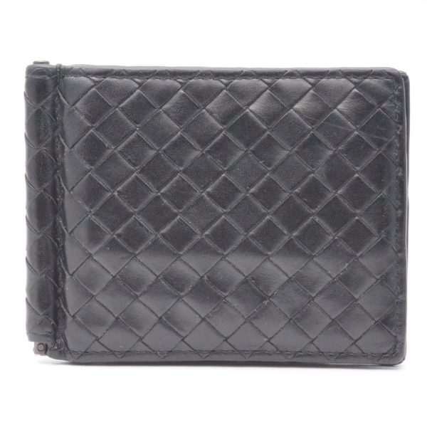 1240002048731 1 BOTTEGA VENETA BifMoney Clip Black Braided Wallet