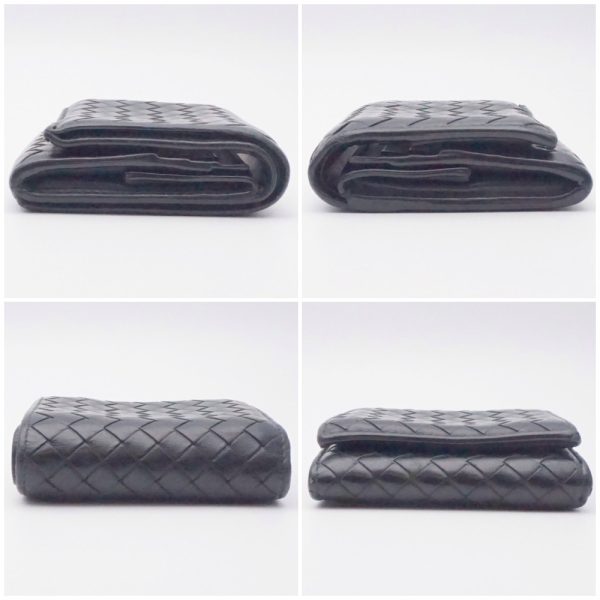 1240002048732 3 BOTTEGA VENETA Wallet Black Intrecciato Folding Wallet