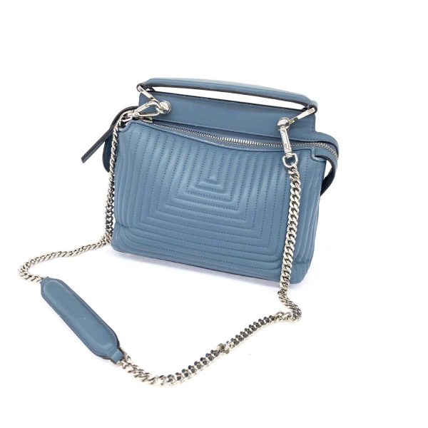 1240002221710 3 FENDI 2WAY bag blue 2 chamber hand shoulder bag