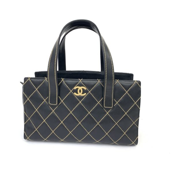 1240002224232 1 CHANEL tote bag 9148977 black calfskin wild stitch bag