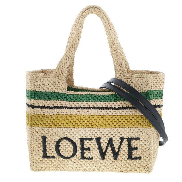 1240004028057 1 Loewe Font Small Handbag Beige Raffia