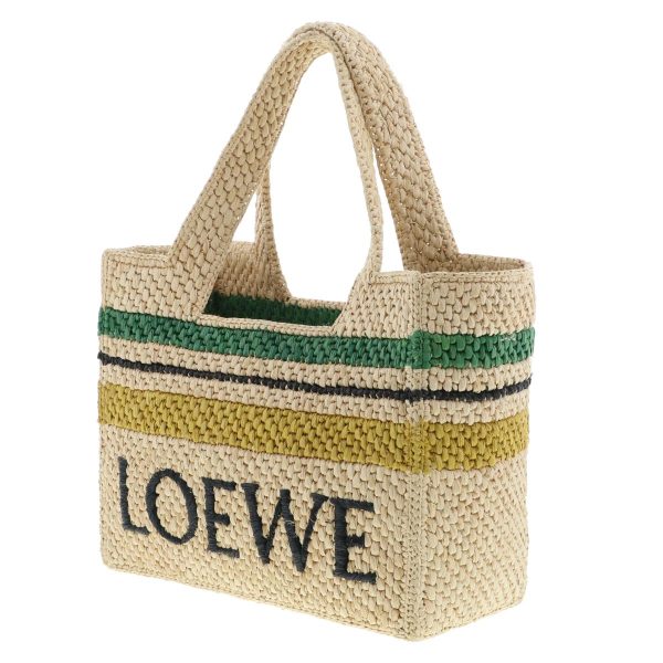 1240004028057 2 Loewe Font Small Handbag Beige Raffia