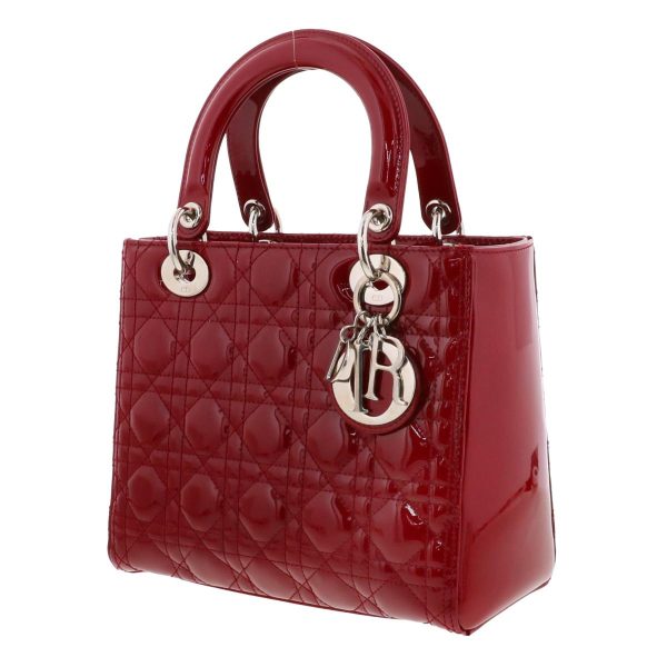 1240005027790 2 Christian Dior Cannage Patent 2Way Handbag Red