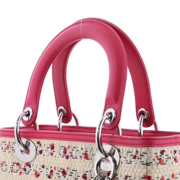 1240007027309 3 Christian Dior Ladys Straw 2Way Handbag Pink