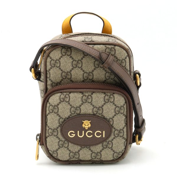 12410944 1 GUCCI Neo GG Supreme Shoulder Bag Pochette Khaki Brown