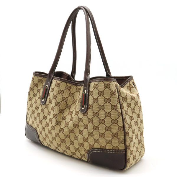 12420152 2 GUCCI GG Princy Line Ribbon Shoulder Bag Khaki Brown