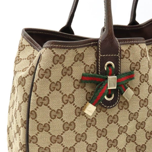 12420152 6 GUCCI GG Princy Line Ribbon Shoulder Bag Khaki Brown