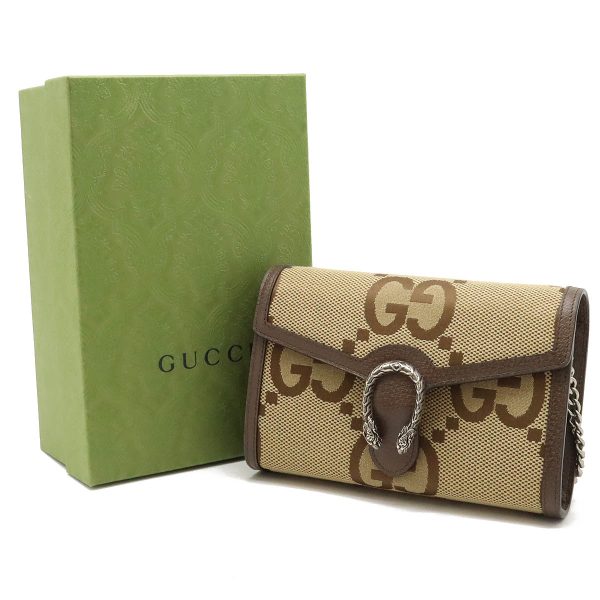 12420244 9 GUCCI Dionysus Jumbo GG Super Mini Chain Shoulder Tiger Head Brown