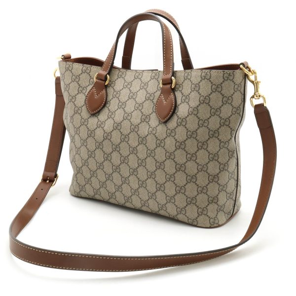 12430318 2 GUCCI GG Supreme handbag tote bag 2WAY shoulder bag beige