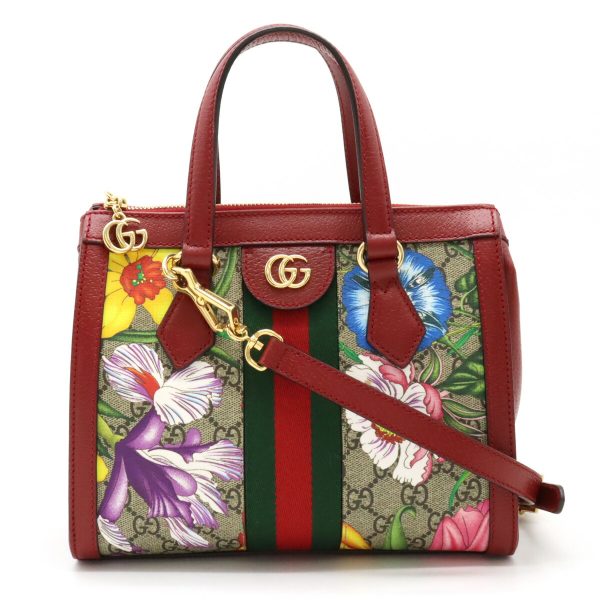 12430642 1 GUCCI Ophidia GG Flora 2WAY Shoulder Bag Red