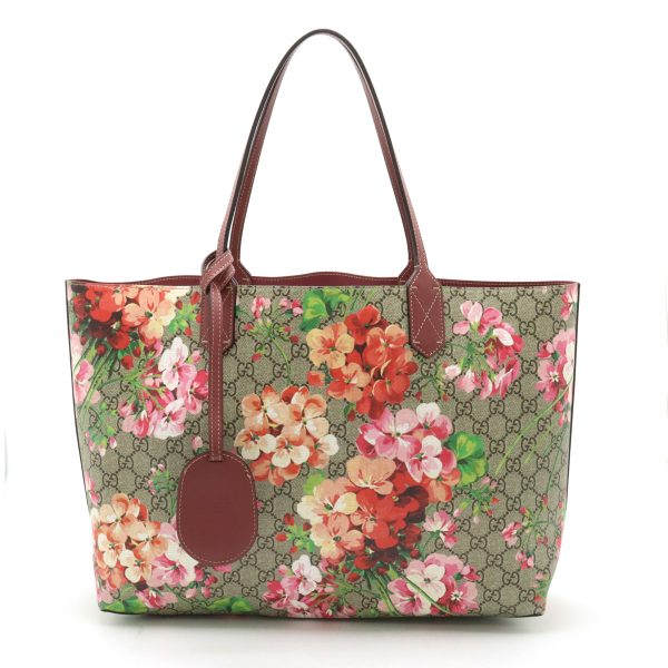 12440083 1 GUCCI GG Supreme Floral Reversible Shoulder Pink Multicolor