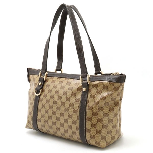 12440603 2 GUCCI GG Crystal Tote Bag Khaki Beige Brown