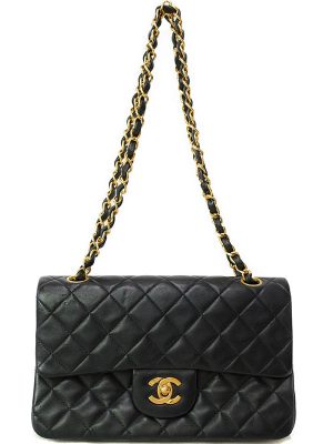 1622103130010 Chanel Top Handle Bag Black Gold Hardware HandBag