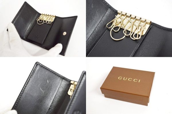 170383 2 Gucci 6 Key Case Black