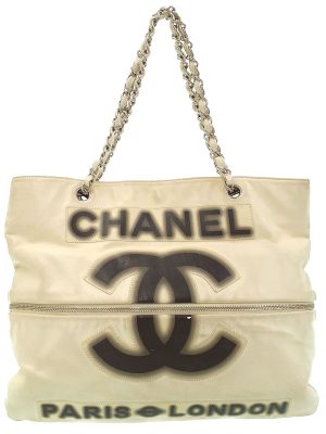 1723244610017 Chanel Portobello 2way Chain Tote Bag Black Grey