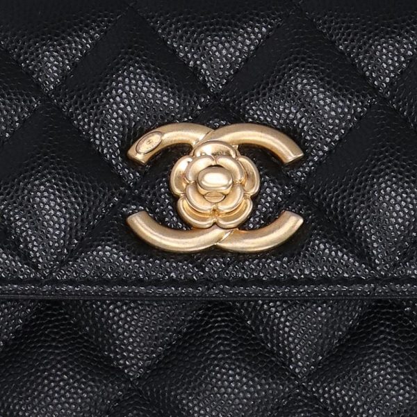 17663 7 CHANEL Caviar skin Camellia long chain shoulder Wallet