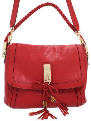 1920075290016 Fendi Peekaboo Small Nappa Leather Python Shoulder Bag Red