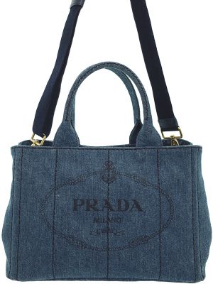 1931060640013 Prada Pouch Cotton Ladies Black BlueWhite