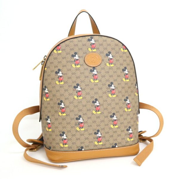 2000097256200010 1 GUCCI Disney Mickey Mini GG Supreme Rucksack Backpack Brown