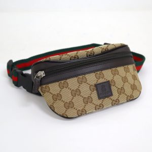 2000097256300076 1 Gucci Print Vintage Logo Leather Belt Bag Black