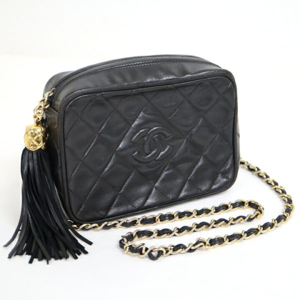 2000111255000218 1 CHANEL Matelasse Chain Shoulder Lambskin Black