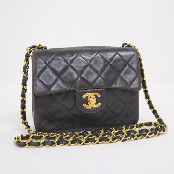 2000111255000278 1 CHANEL Mini Matelasse Chain Shoulder Bag Lambskin Black