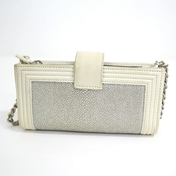 2000111255900052 2 CHANEL Pochette Chain Shoulder Bag Boy Chanel Galusha White