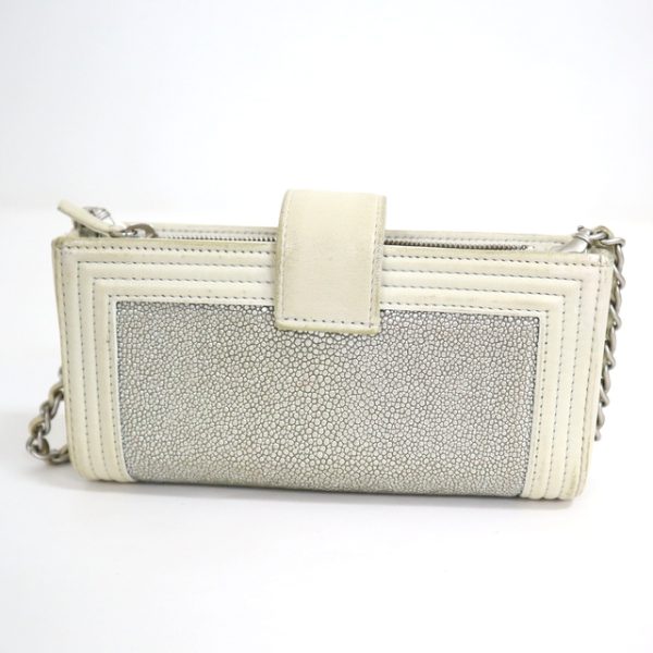 2000111255900052 2 CHANEL Pochette Chain Shoulder Bag Boy Chanel Galusha White