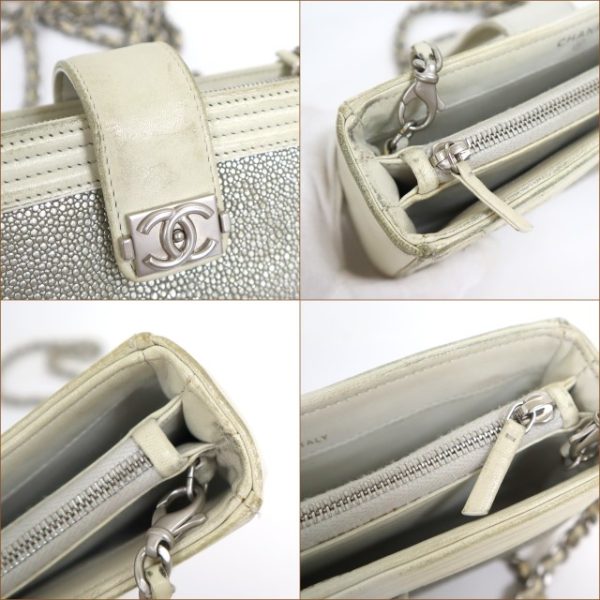 2000111255900052 5 CHANEL Pochette Chain Shoulder Bag Boy Chanel Galusha White