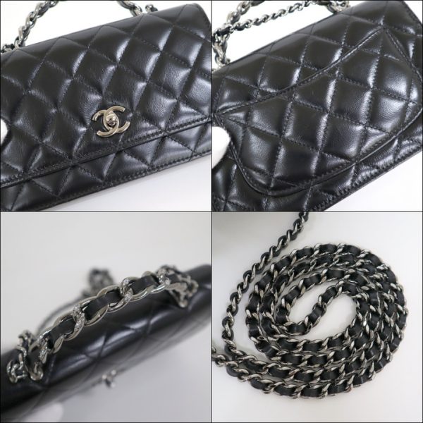 2000111255900060 4 CHANEL Chain Wallet Shiny Crumple Calfskin Black