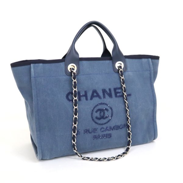 2000111256000052 1 CHANEL Deauville GM 2WAY handbag denim sequins blue