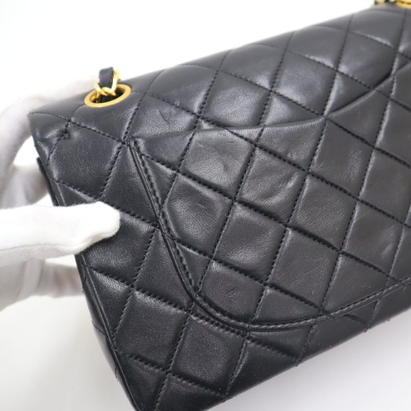 2000111256300043 10 CHANEL Matelasse W chain shoulder bag lambskin here mark W flap black A01113