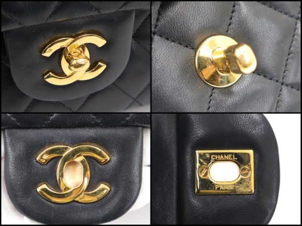 2000111256300043 8 CHANEL Matelasse W chain shoulder bag lambskin here mark W flap black A01113