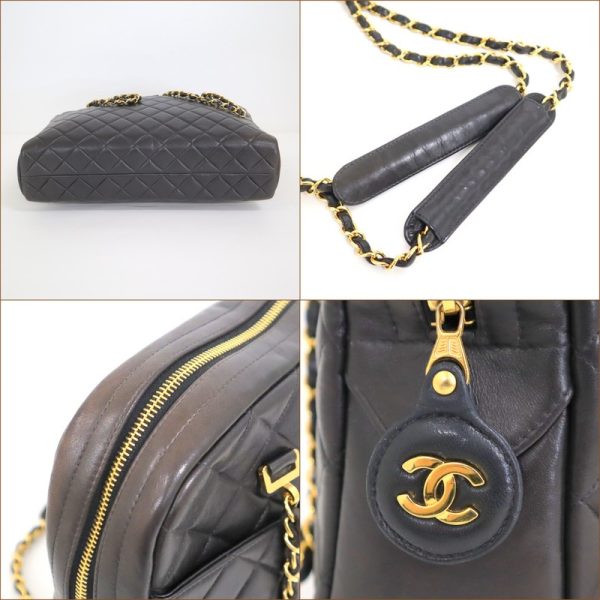 2000111256300052 5 CHANEL chain shoulder bag Matelasse lambskin black