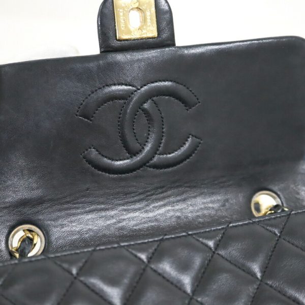 2000111256300105 4 CHANEL Matelasse Single Flap Long Shoulder Black Lambskin A01163