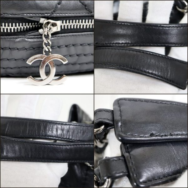 2000111256300121 4 CHANEL chain shoulder bag drawstring black leather