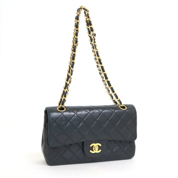 2000111256300154 1 CHANEL Matelasse Chain Shoulder Bag Double Strap Lambskin Black