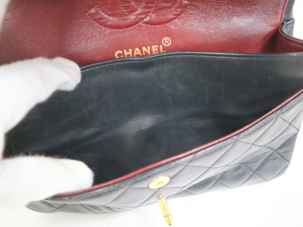 2000111256300154 6 CHANEL Matelasse Chain Shoulder Bag Double Strap Lambskin Black