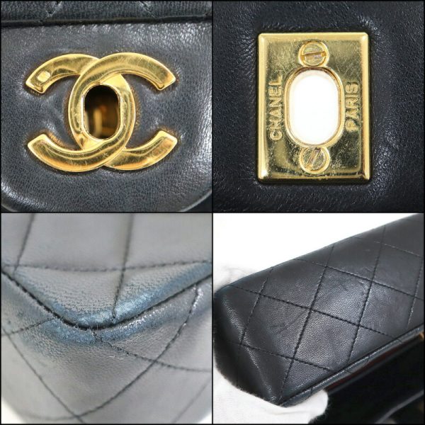 2000111256300154 9 CHANEL Matelasse Chain Shoulder Bag Double Strap Lambskin Black