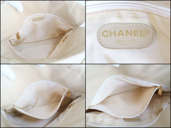 2000111256500088 5 CHANEL tote bag here mark calf beige