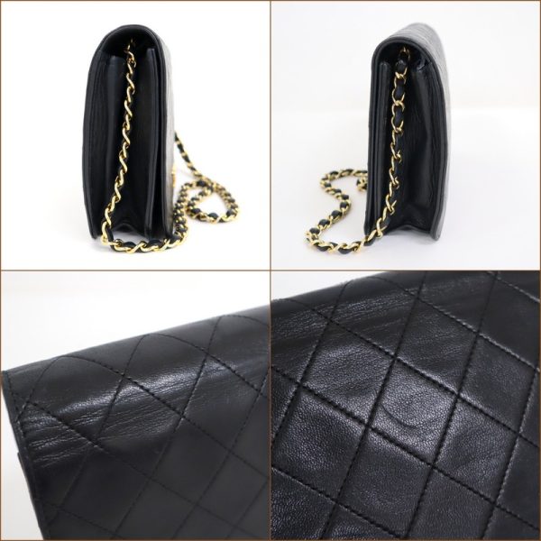 2000111257000017 4 CHANEL Push Lock Matelasse Chain Shoulder Bag Lambskin Black