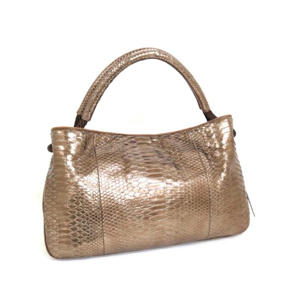 2000112256100033 2 CHANEL Handbag Coco Mark Python Metallic Bronze