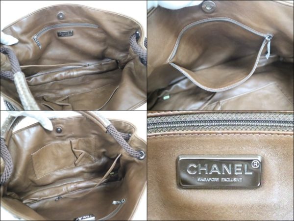 2000112256100033 6 CHANEL Handbag Coco Mark Python Metallic Bronze