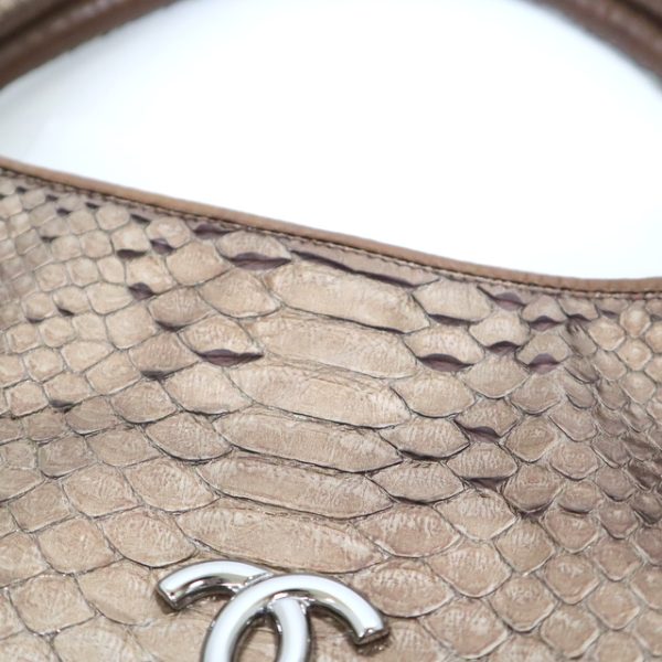 2000112256100033 9 CHANEL Handbag Coco Mark Python Metallic Bronze