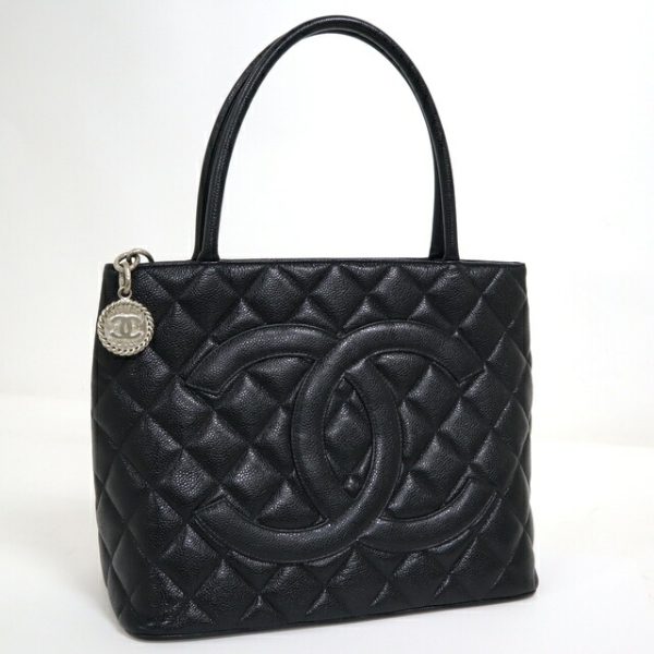 2000112256300030 1 CHANEL tote handbag caviar skin black