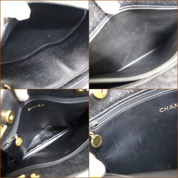 2000112256500086 8 CHANEL tote bag chain shoulder caviar skin black