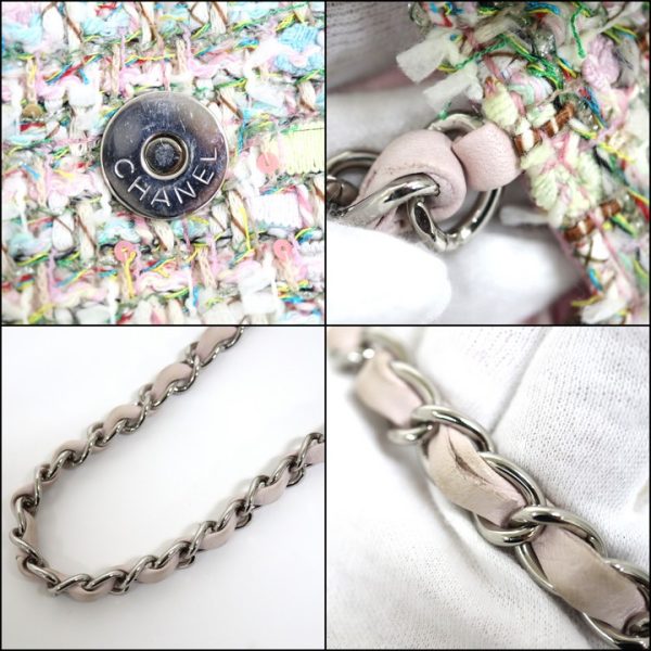 2000112256500104 9 CHANEL chain tweed big coco pink multicolor